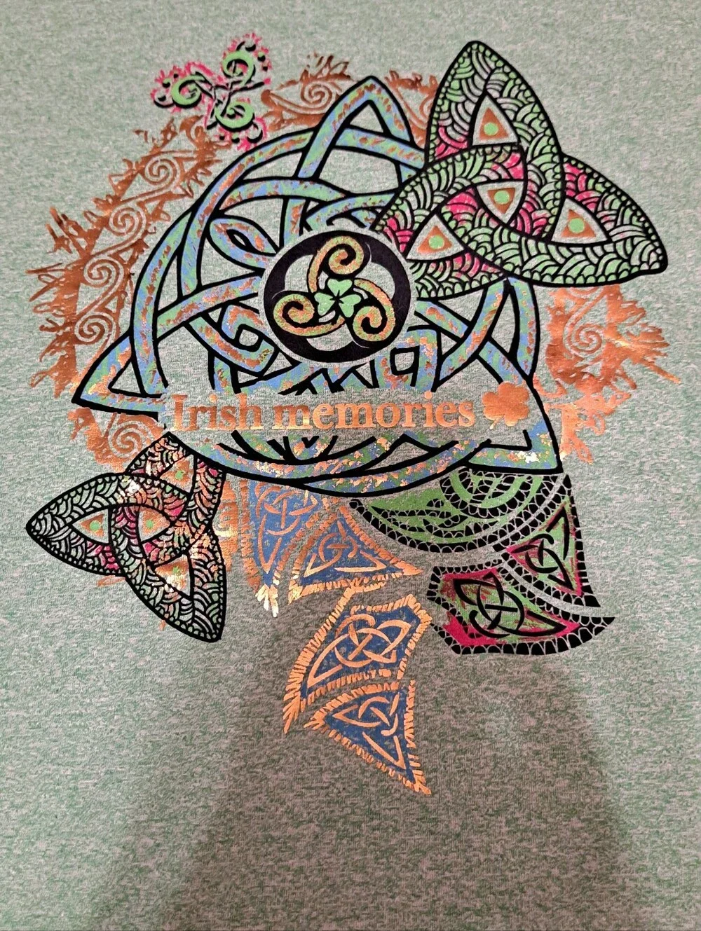 Irish Memories Green Short-Sleeve Womens Tee with Celtic Knot Graphic Size XXL - Picture 6 of 9